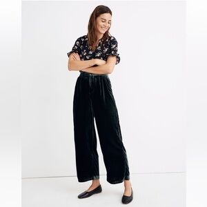 Madewell Pleated Wide-Leg Full-Length Pants in Velvet Size 8